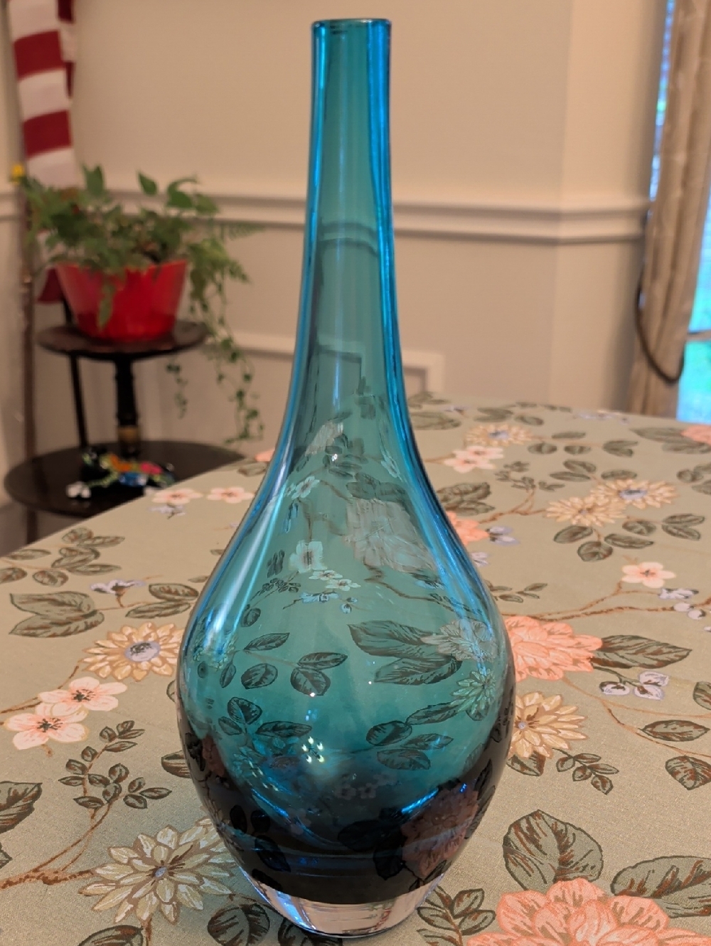 IKEA Teardrop Glass Vase in Aqua Blue